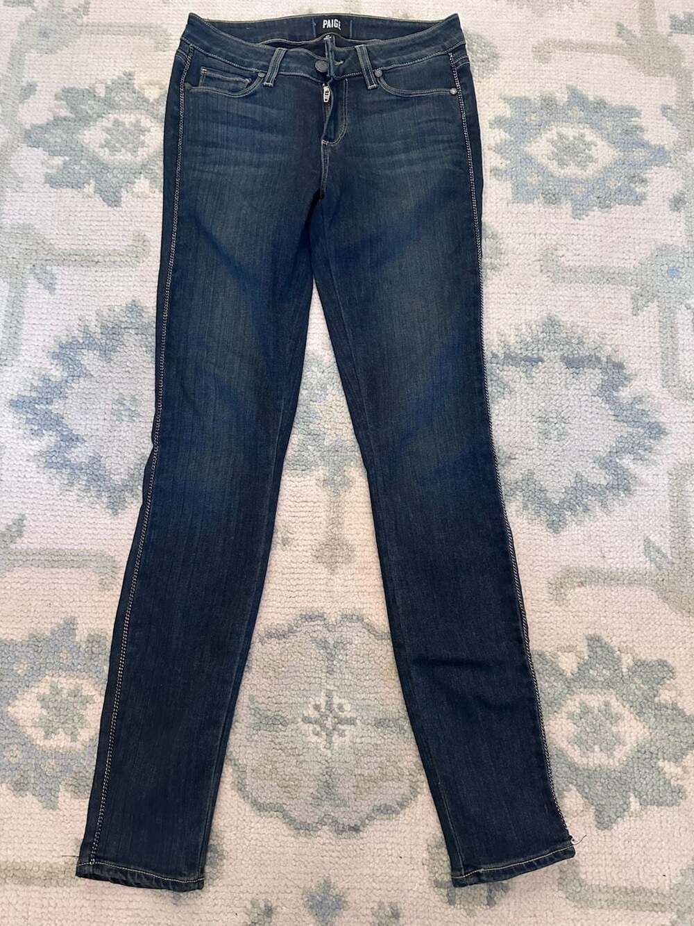 26 Paige Denim Mid Rise Skinny Jeans with Side Chain Detail